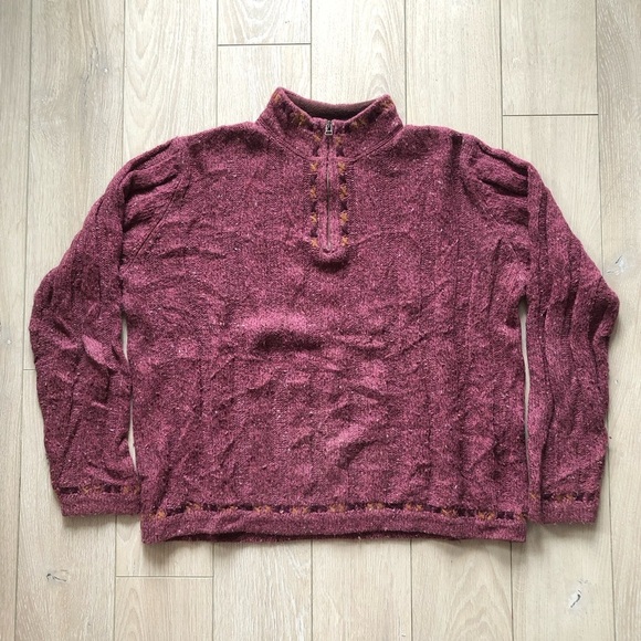 Vintage Woolrich 1/4 Zip Wool Sweater in Berry Heather Size M - Picture 1 of 10